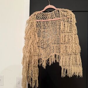 Elegant Tan Crochet Cardigan